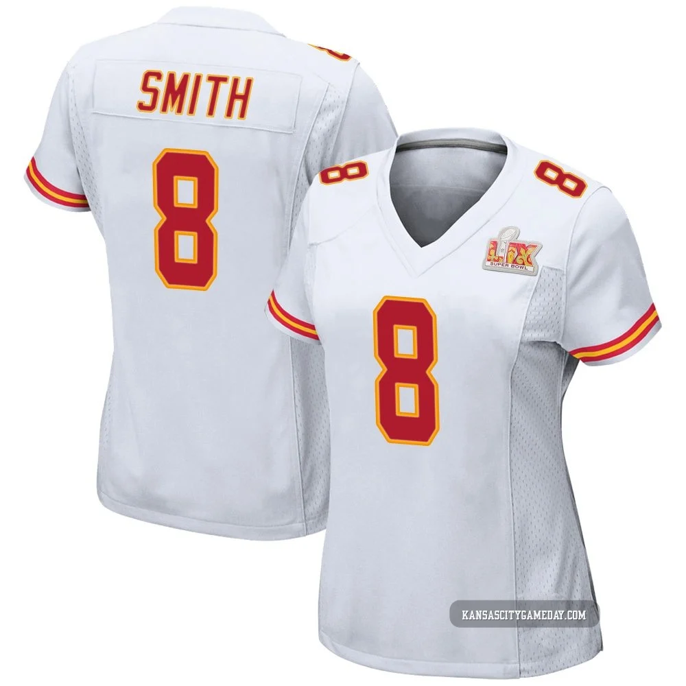 Women's Key'Shawn Smith Kansas City Chiefs ＃8 Game White Super Bowl LIX Jersey