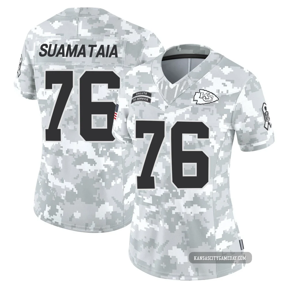 Women's Kingsley Suamataia Kansas City Chiefs ＃76 Limited Arctic Camo 2024 Salute to Service Jersey