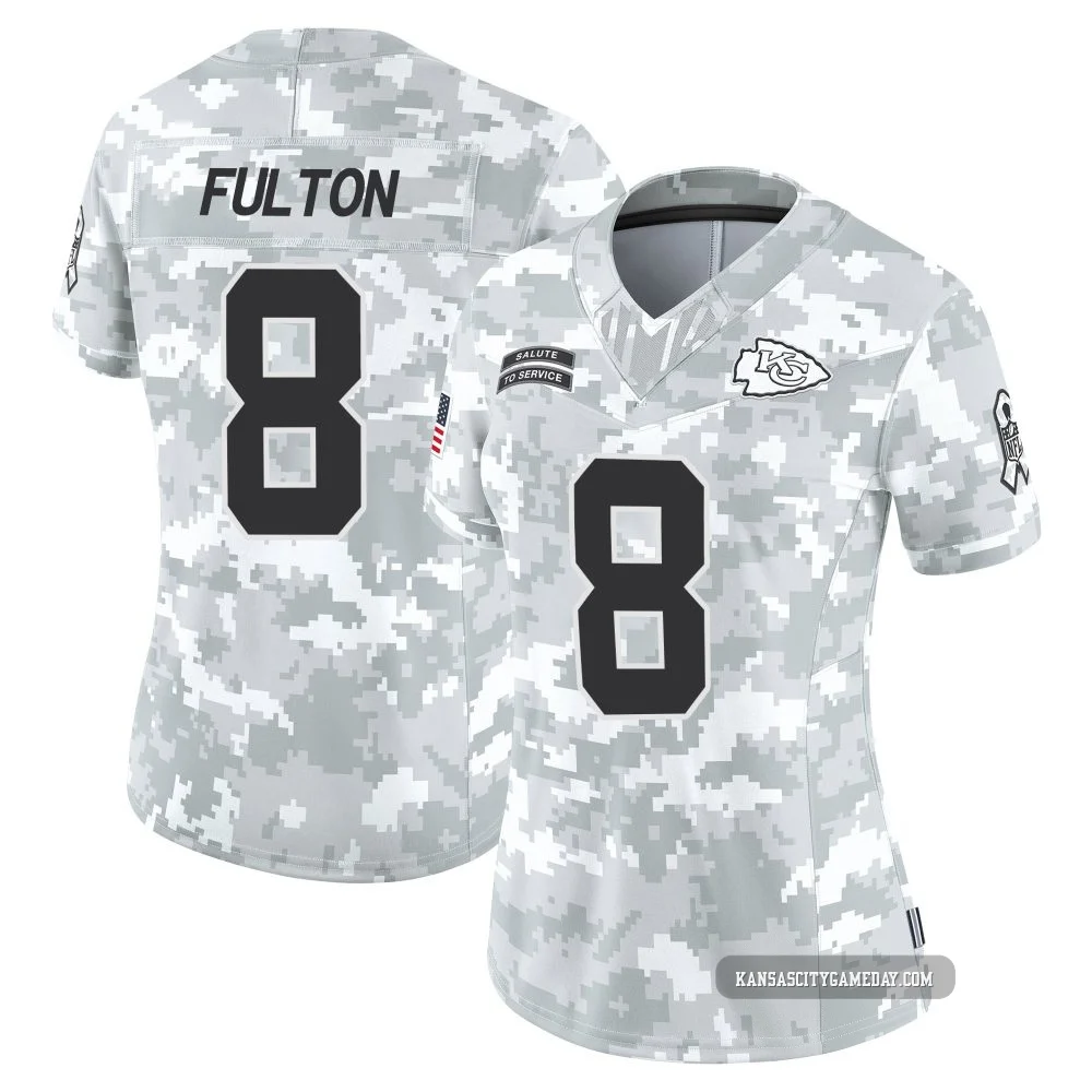 Women's Kristian Fulton Kansas City Chiefs ＃8 Limited Arctic Camo 2024 Salute to Service Jersey