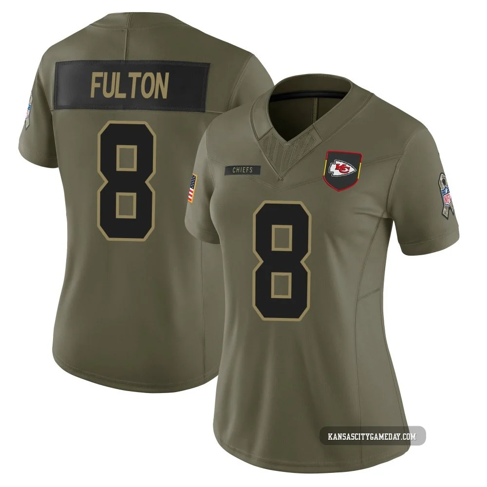 Women's Kristian Fulton Kansas City Chiefs ＃8 Limited Olive 2025 Salute to Service Jersey