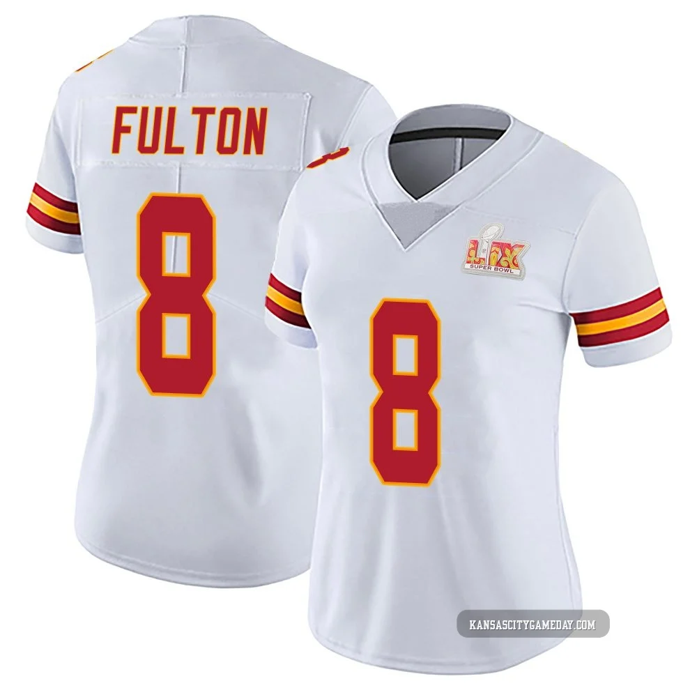 Women's Kristian Fulton Kansas City Chiefs ＃8 Limited White Vapor Untouchable Super Bowl LIX Jersey