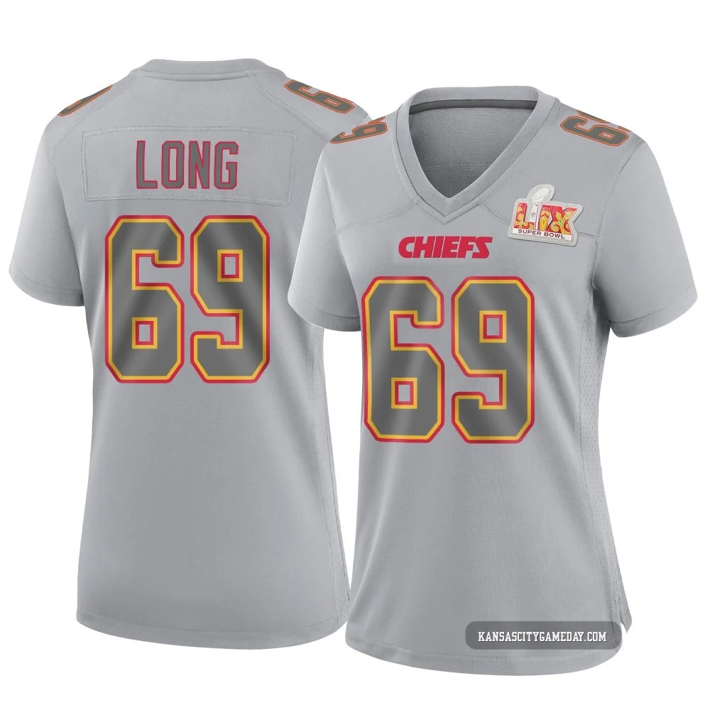 Women's Kyle Long Kansas City Chiefs ＃69 Game Gray Atmosphere Fashion Super Bowl LIX Jersey