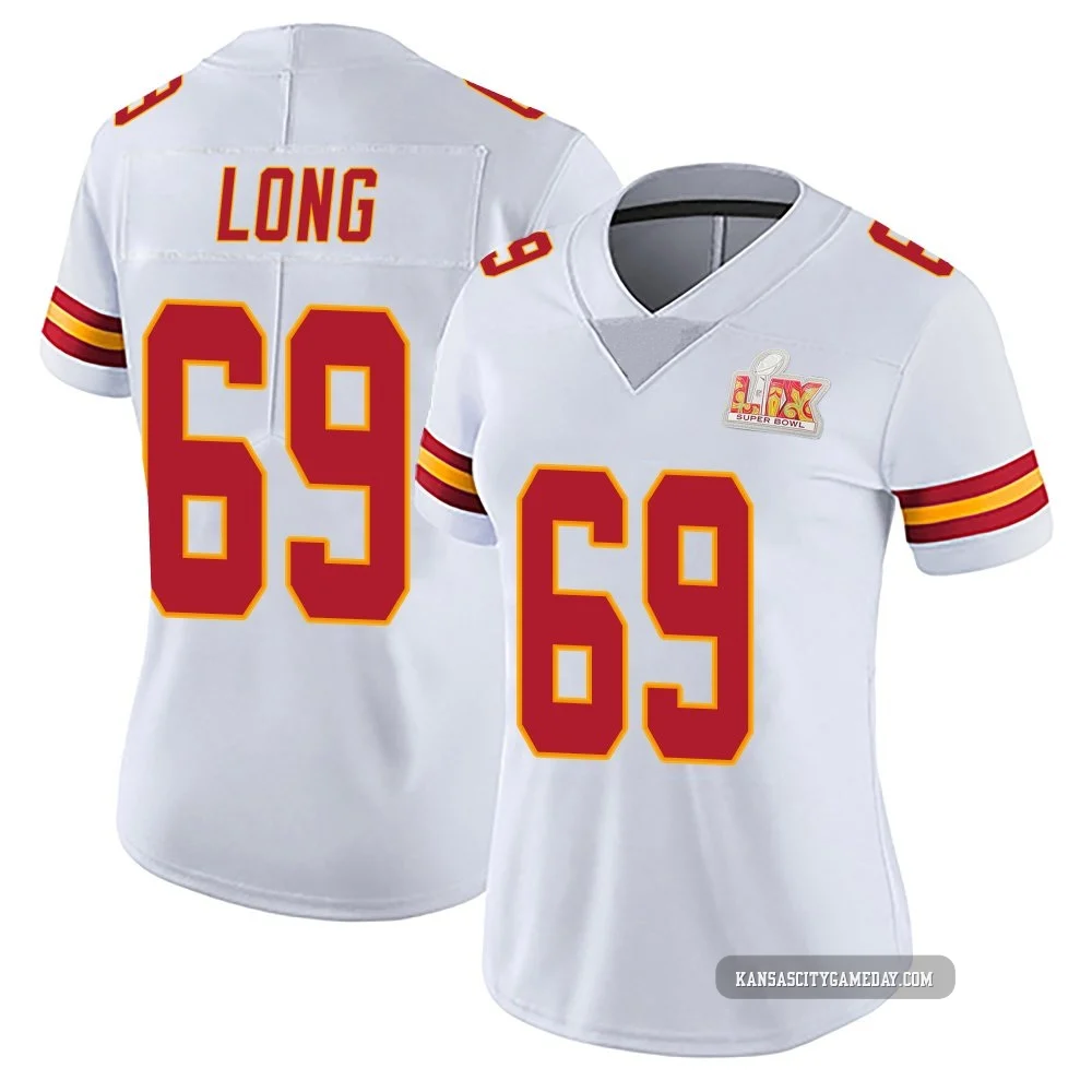 Women's Kyle Long Kansas City Chiefs ＃69 Limited White Vapor Untouchable Super Bowl LIX Jersey