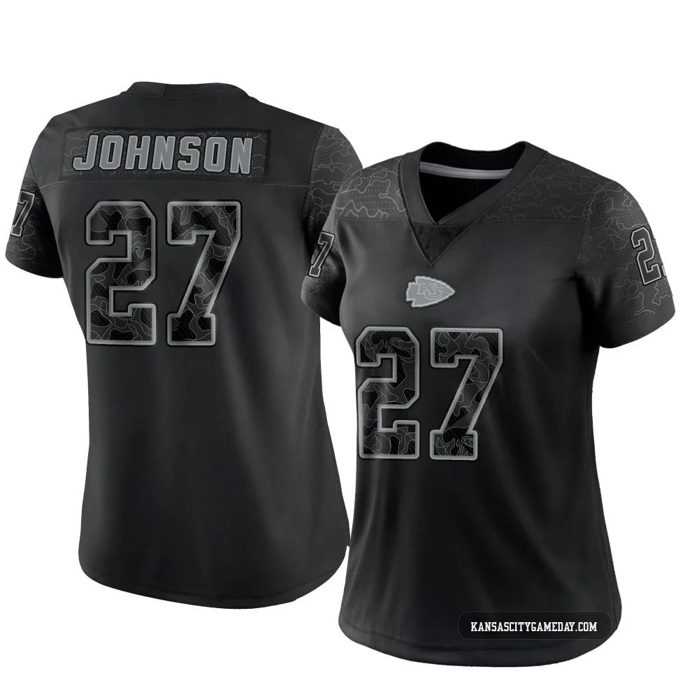 Women's Larry Johnson Kansas City Chiefs ＃27 Limited Black Reflective Jersey