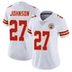 Women's Larry Johnson Kansas City Chiefs ＃27 Limited White Vapor Untouchable Jersey