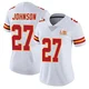 Women's Larry Johnson Kansas City Chiefs ＃27 Limited White Vapor Untouchable Super Bowl LIX Jersey
