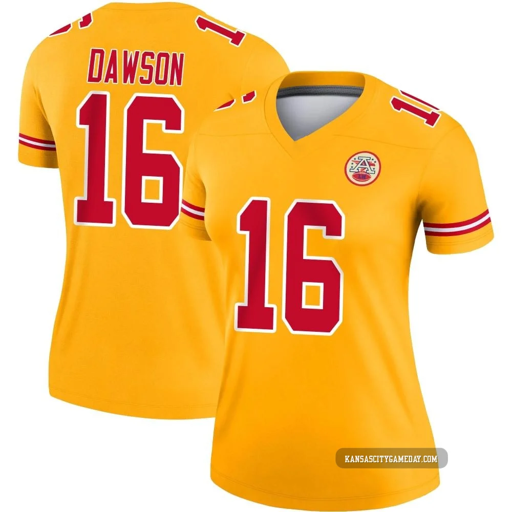 Women's Len Dawson Kansas City Chiefs ＃16 Legend Gold Inverted Jersey