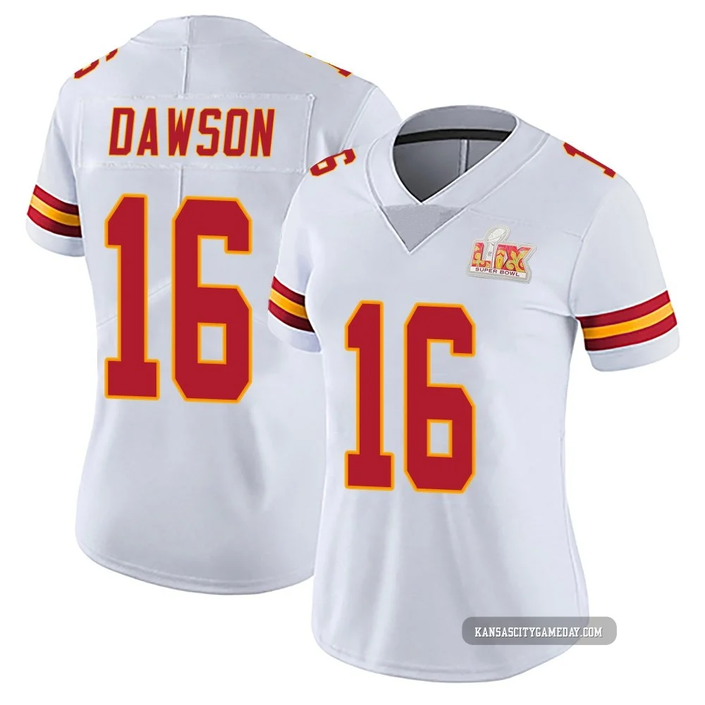 Women's Len Dawson Kansas City Chiefs ＃16 Limited White Vapor Untouchable Super Bowl LIX Jersey