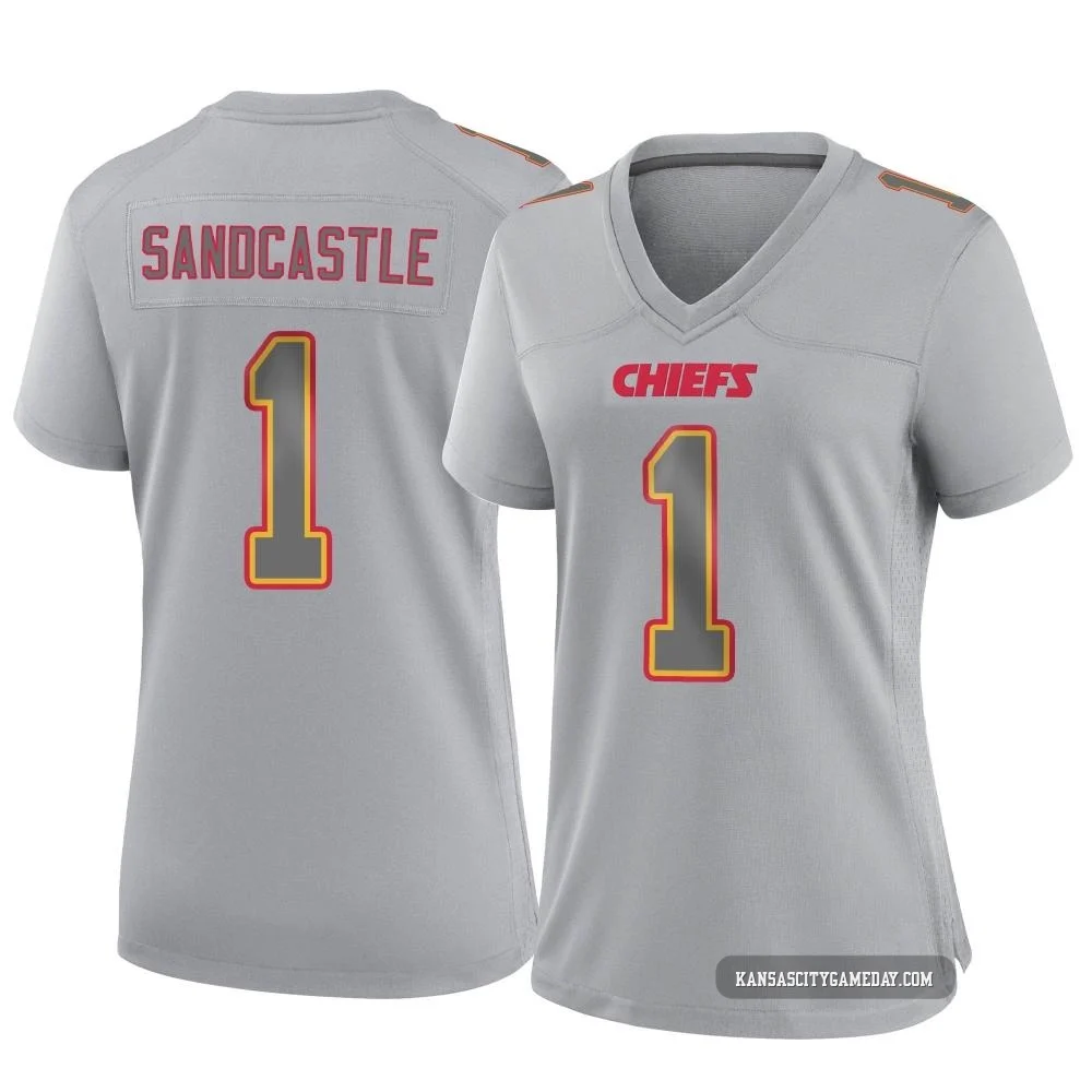 Women's Leon Sandcastle Kansas City Chiefs ＃1 Game Gray Atmosphere Fashion Jersey