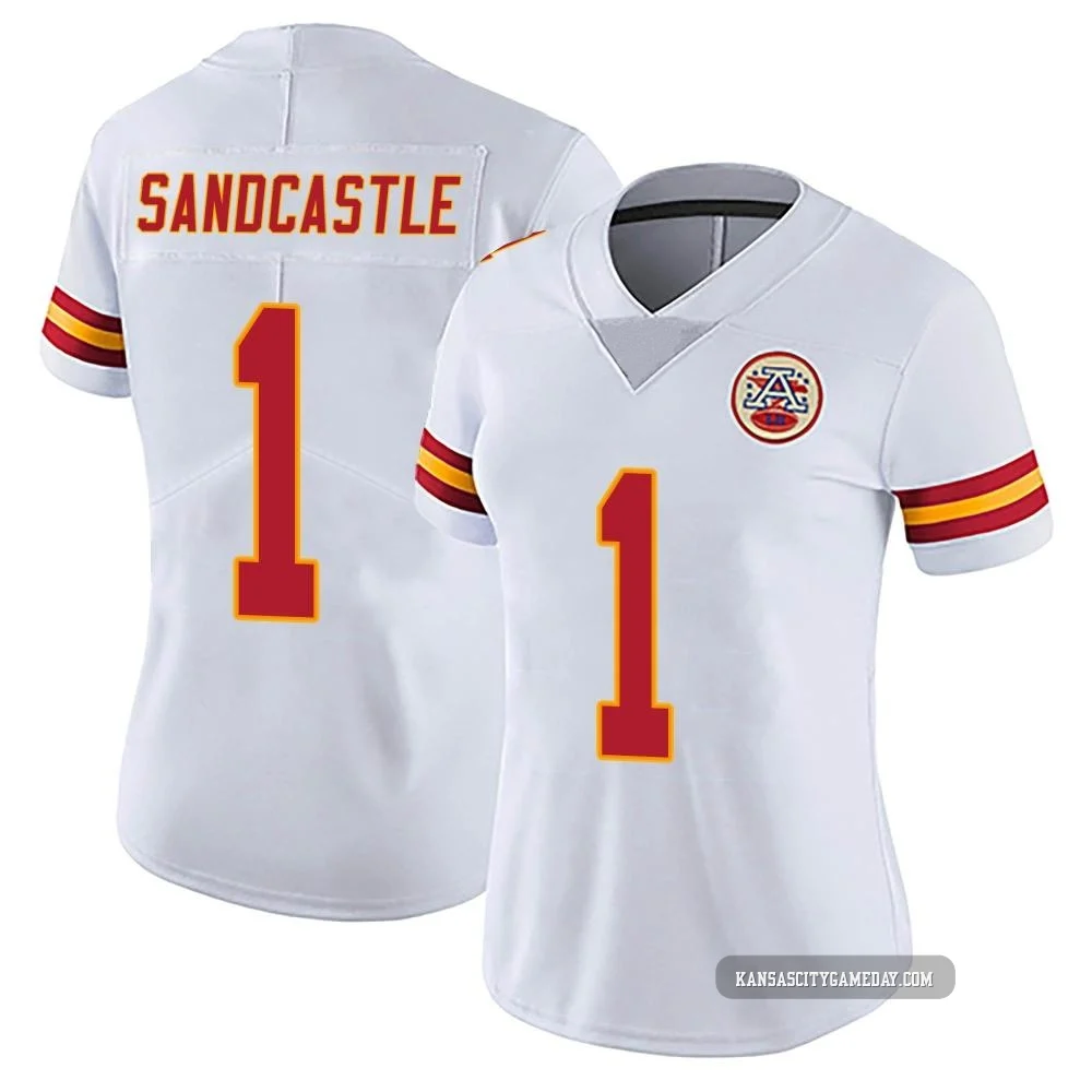 Women's Leon Sandcastle Kansas City Chiefs ＃1 Limited White Vapor Untouchable Jersey