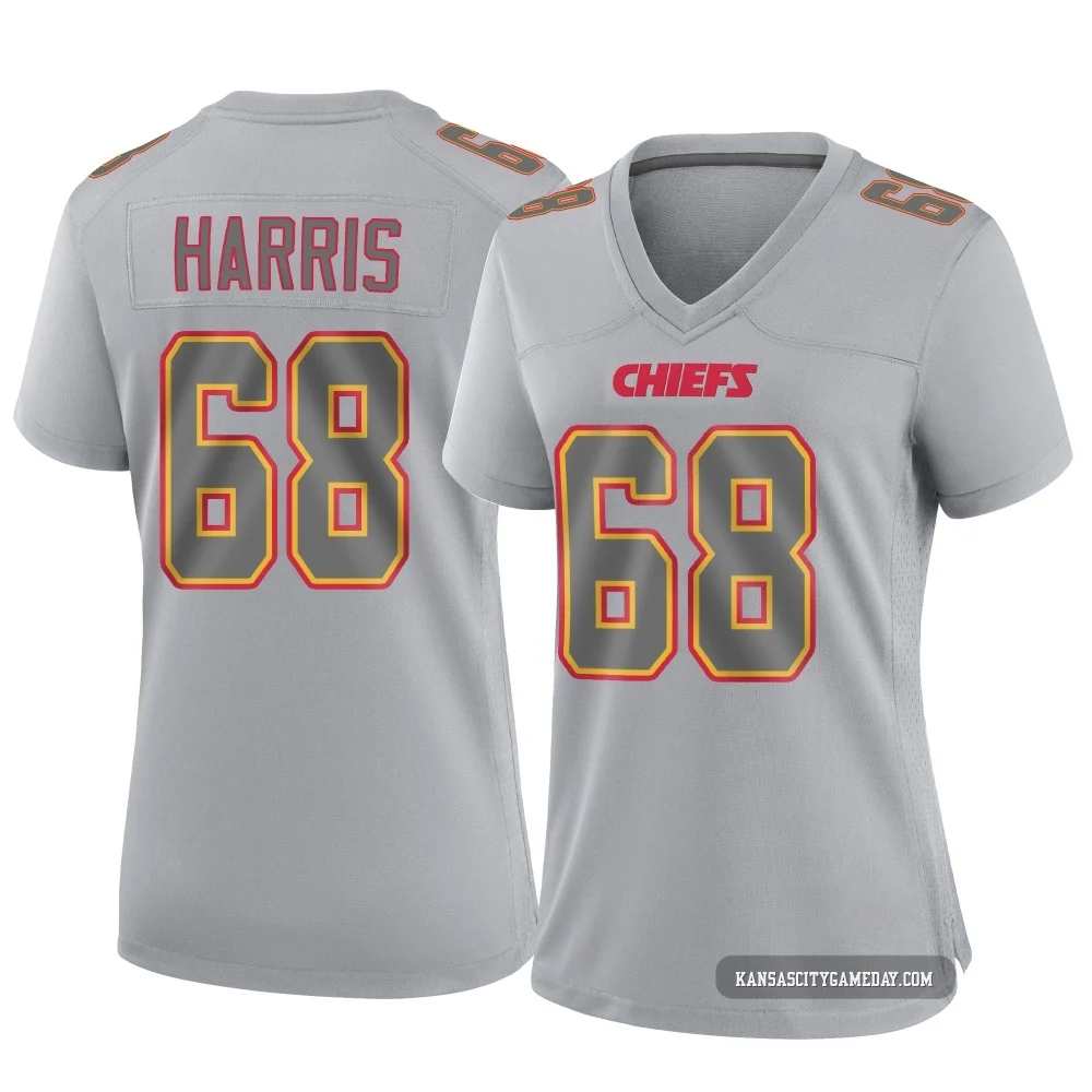 Women's Marcus Harris Kansas City Chiefs ＃68 Game Gray Atmosphere Fashion Jersey