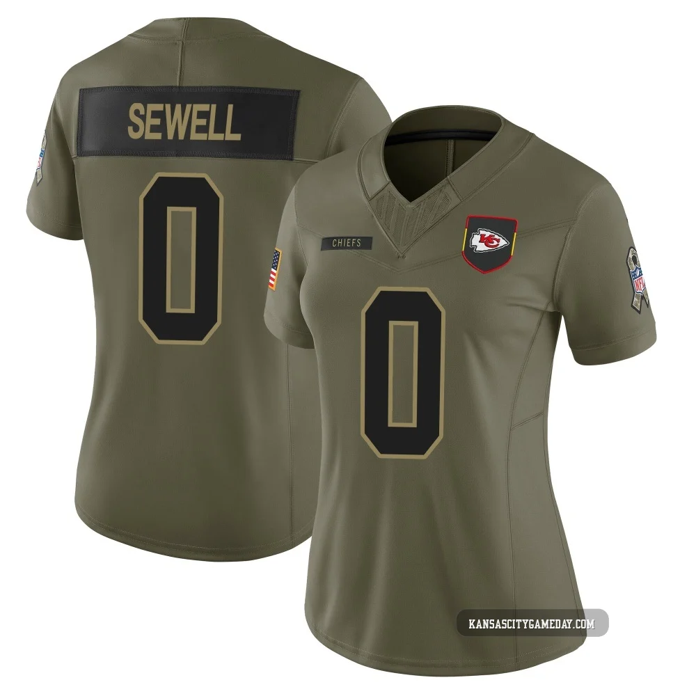 Women's Marlen Sewell Kansas City Chiefs ＃0 Limited Olive 2025 Salute to Service Jersey