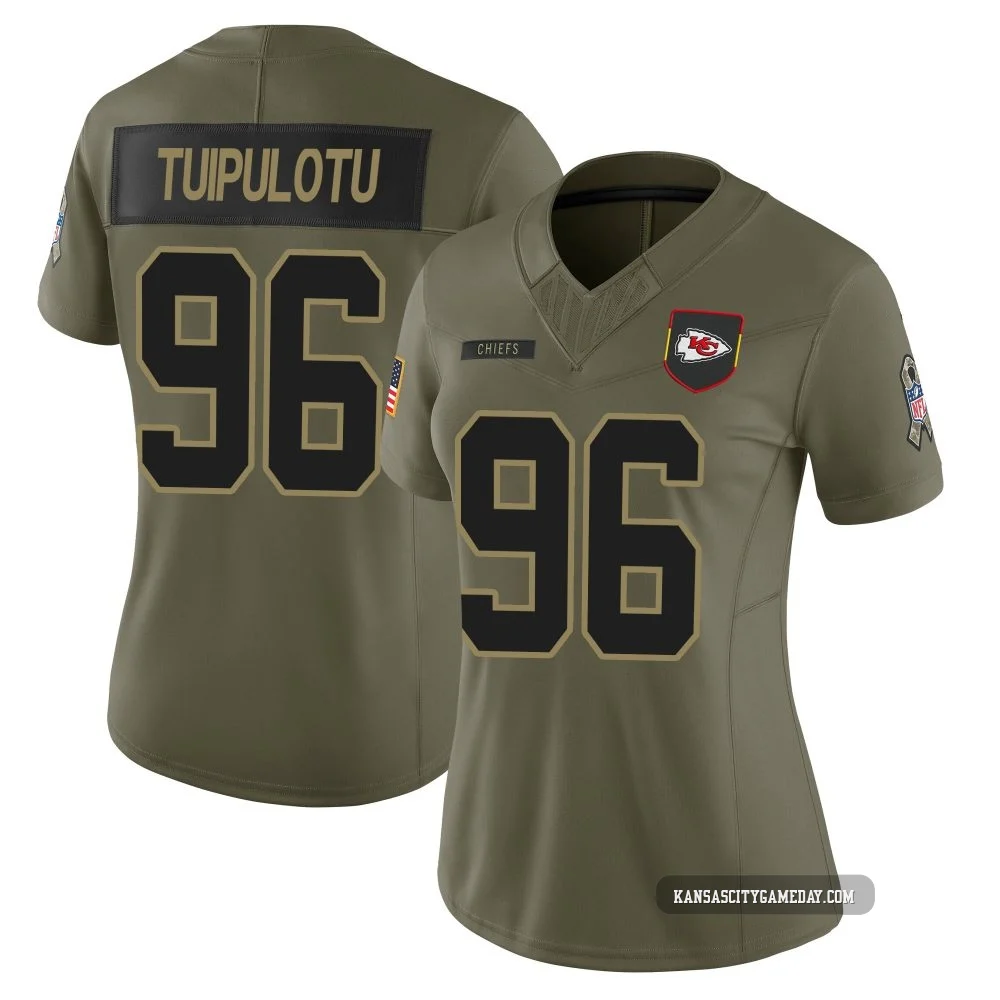 Women's Marlon Tuipulotu Kansas City Chiefs ＃96 Limited Olive 2025 Salute to Service Jersey
