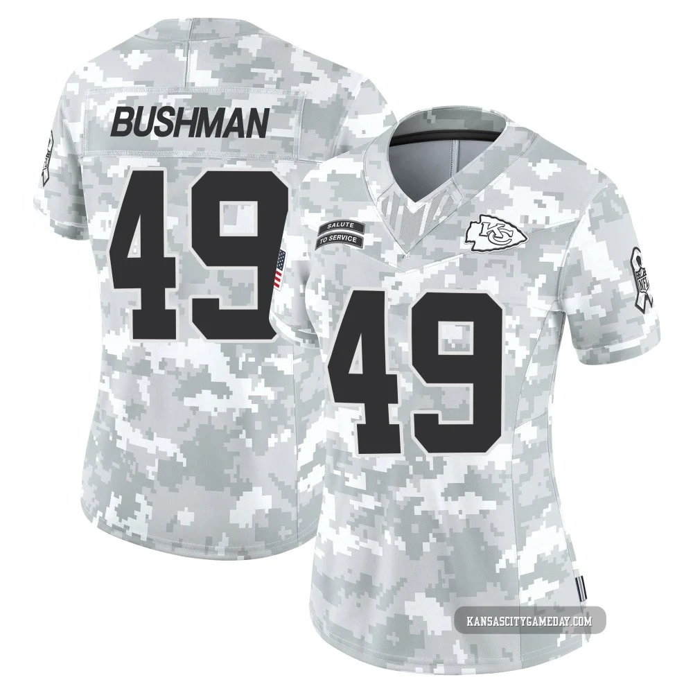 Women's Matt Bushman Kansas City Chiefs ＃49 Limited Arctic Camo 2024 Salute to Service Jersey
