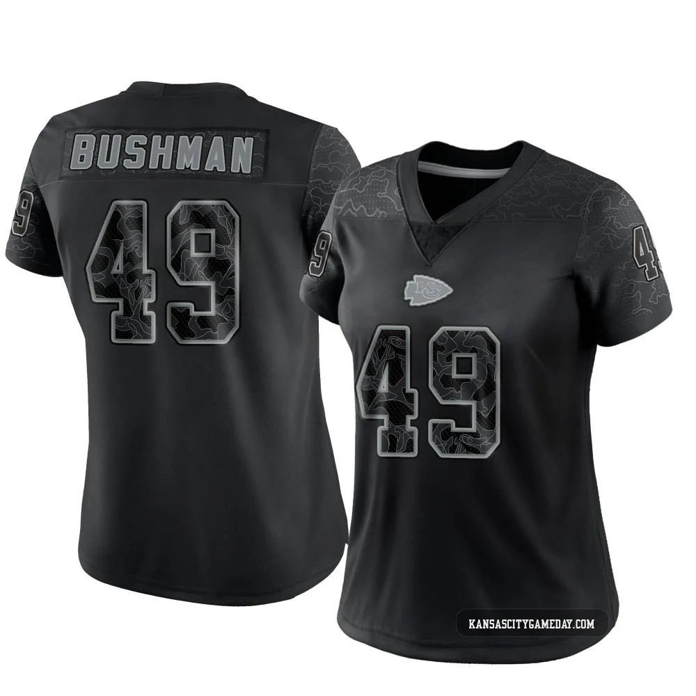 Women's Matt Bushman Kansas City Chiefs ＃49 Limited Black Reflective Jersey
