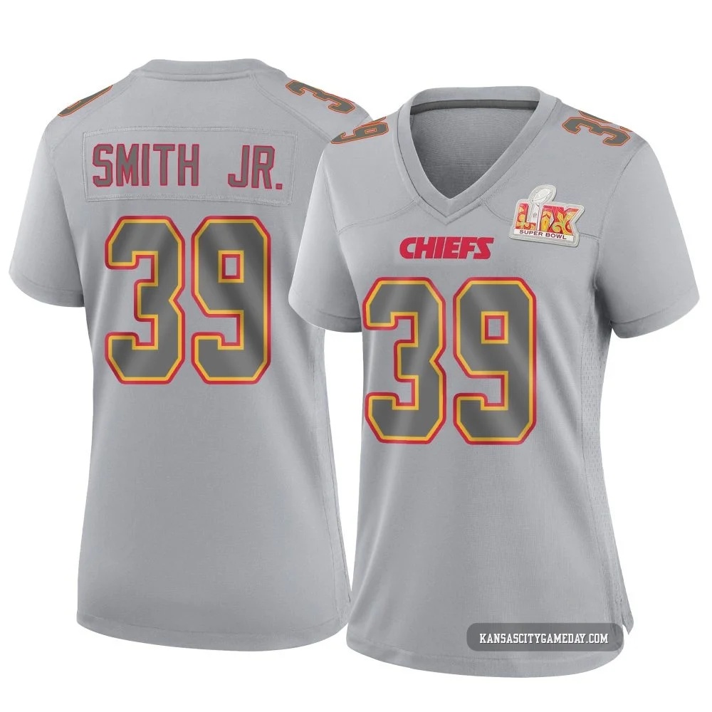 Women's Melvin Smith Jr. Kansas City Chiefs ＃39 Game Gray Atmosphere Fashion Super Bowl LIX Jersey