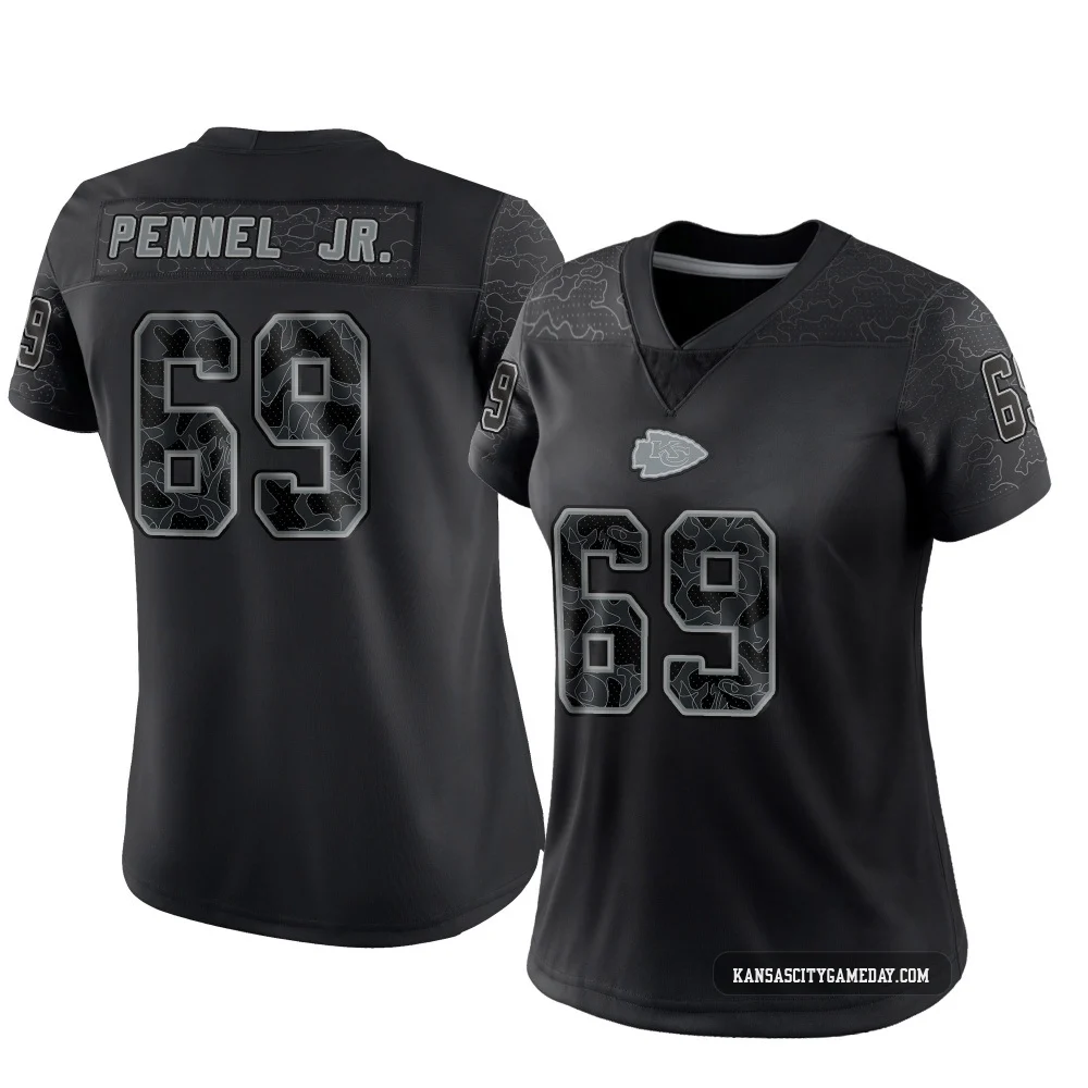 Women's Mike Pennel Jr. Kansas City Chiefs ＃69 Limited Black Reflective Jersey