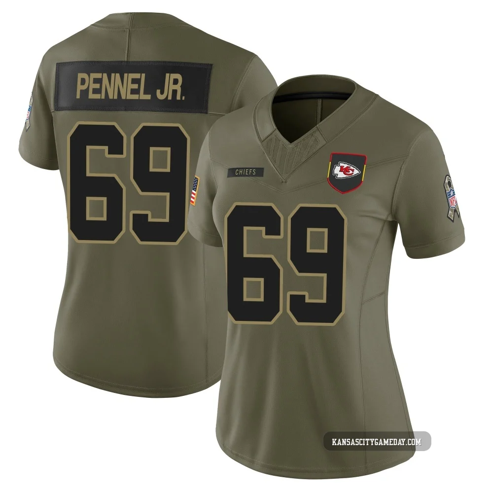 Women's Mike Pennel Jr. Kansas City Chiefs ＃69 Limited Olive 2025 Salute to Service Jersey