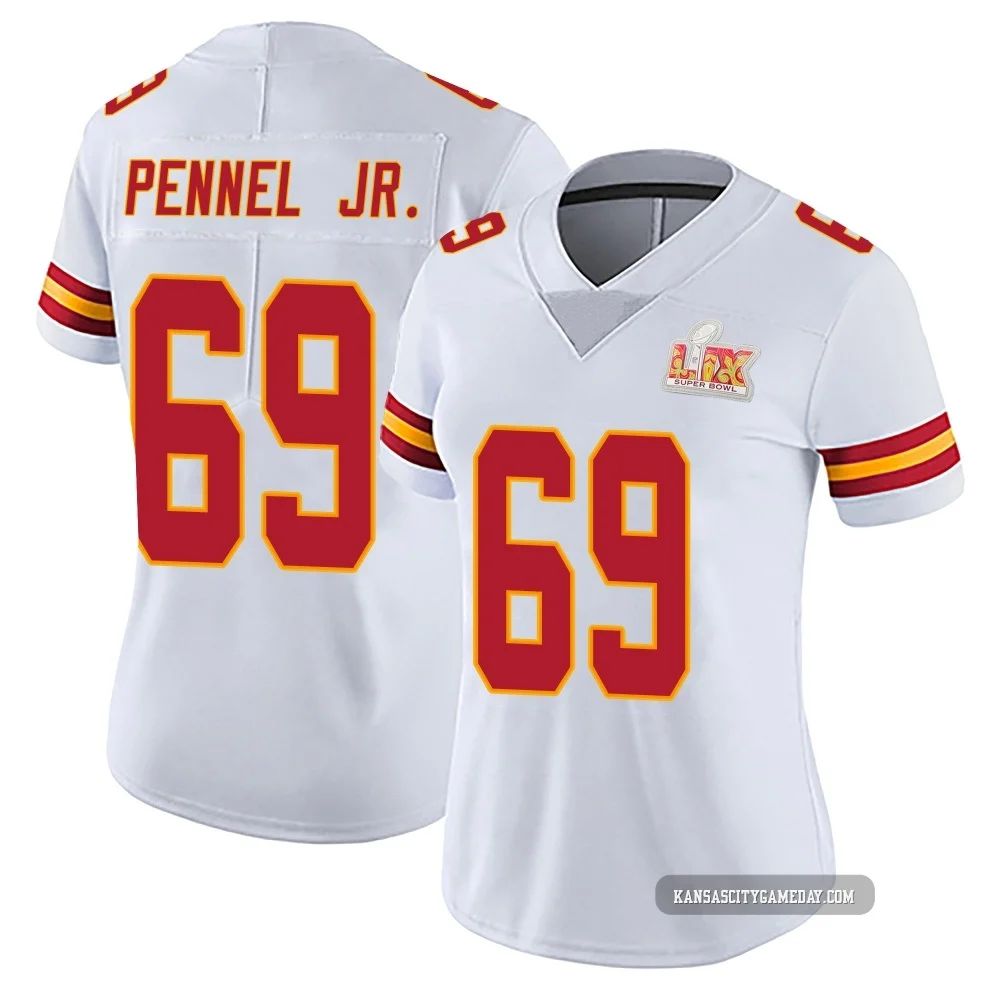 Women's Mike Pennel Jr. Kansas City Chiefs ＃69 Limited White Vapor Untouchable Super Bowl LIX Jersey