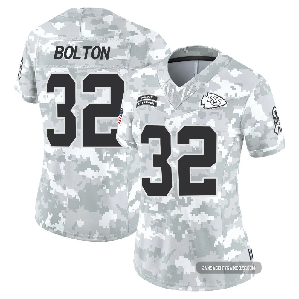 Women's Nick Bolton Kansas City Chiefs ＃32 Limited Arctic Camo 2024 Salute to Service Jersey
