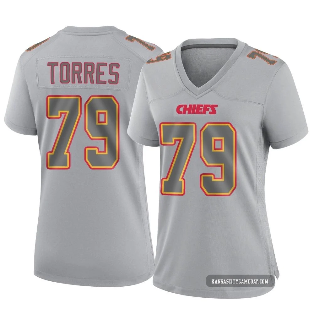 Women's Nick Torres Kansas City Chiefs ＃79 Game Gray Atmosphere Fashion Jersey