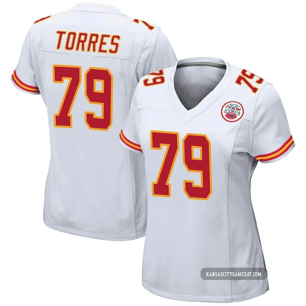 Women's Nick Torres Kansas City Chiefs ＃79 Game White Jersey