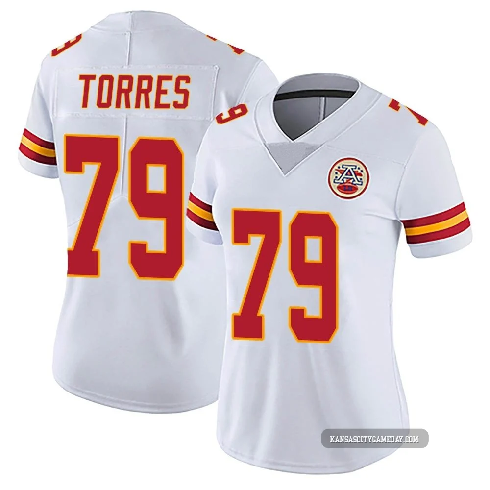 Women's Nick Torres Kansas City Chiefs ＃79 Limited White Vapor Untouchable Jersey