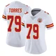 Women's Nick Torres Kansas City Chiefs ＃79 Limited White Vapor Untouchable Jersey