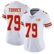 Women's Nick Torres Kansas City Chiefs ＃79 Limited White Vapor Untouchable Super Bowl LIX Jersey