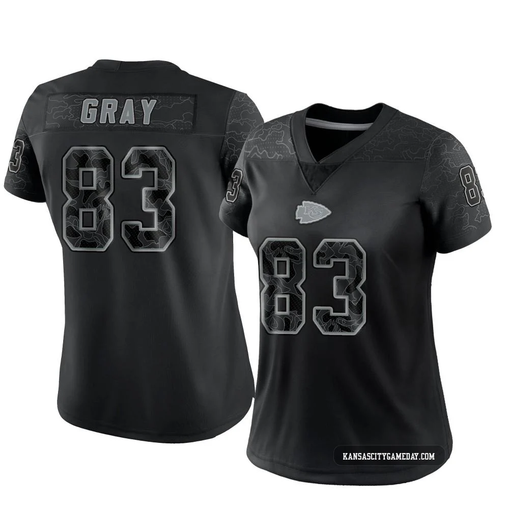 Women's Noah Gray Kansas City Chiefs ＃83 Limited Black Reflective Jersey