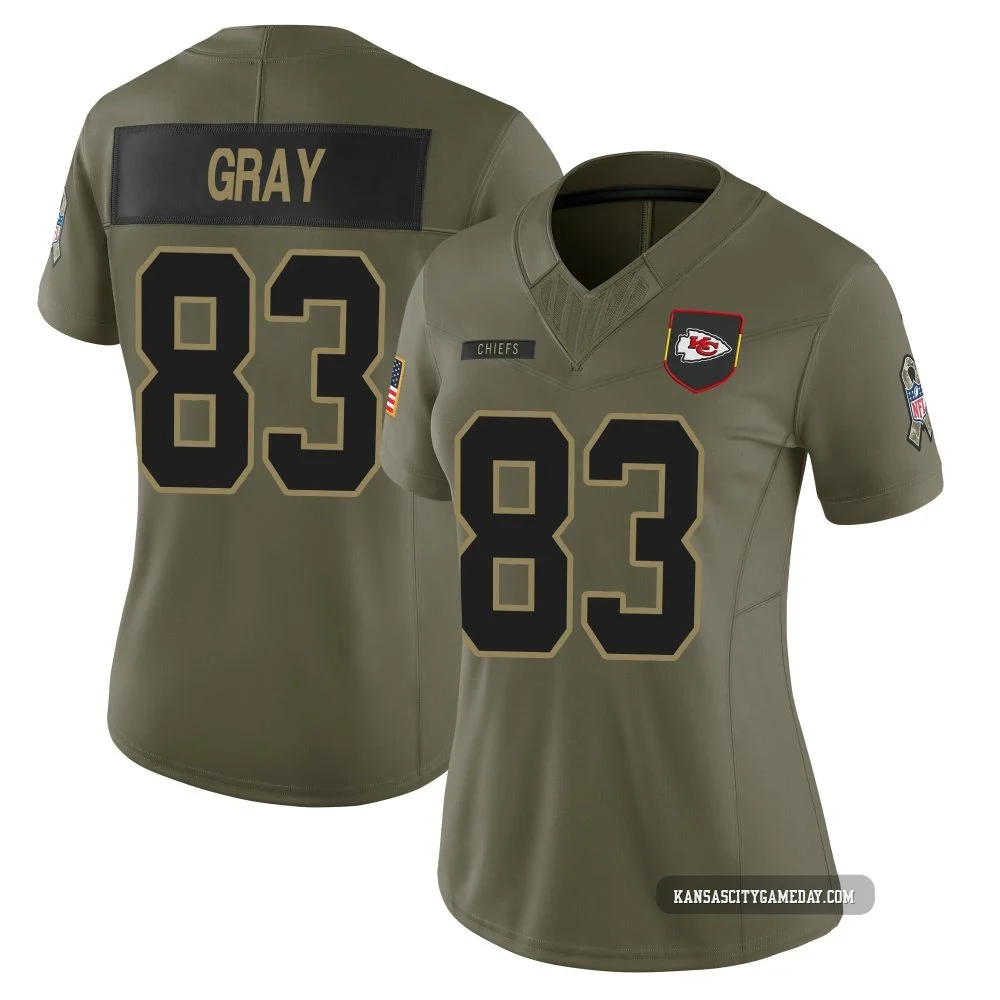 Women's Noah Gray Kansas City Chiefs ＃83 Limited Olive 2025 Salute to Service Jersey
