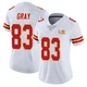 Women's Noah Gray Kansas City Chiefs ＃83 Limited White Vapor Untouchable Super Bowl LIX Jersey