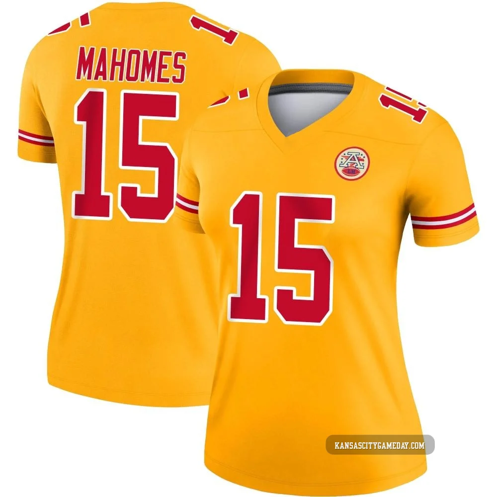 Women's Patrick Mahomes Kansas City Chiefs ＃15 Legend Gold Inverted Jersey