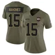 Women's Patrick Mahomes Kansas City Chiefs ＃15 Limited Olive 2025 Salute to Service Jersey