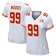 Women's Peter Woods Kansas City Chiefs ＃99 Game White Super Bowl LIX Jersey