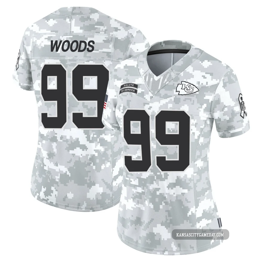Women's Peter Woods Kansas City Chiefs ＃99 Limited Arctic Camo 2024 Salute to Service Jersey