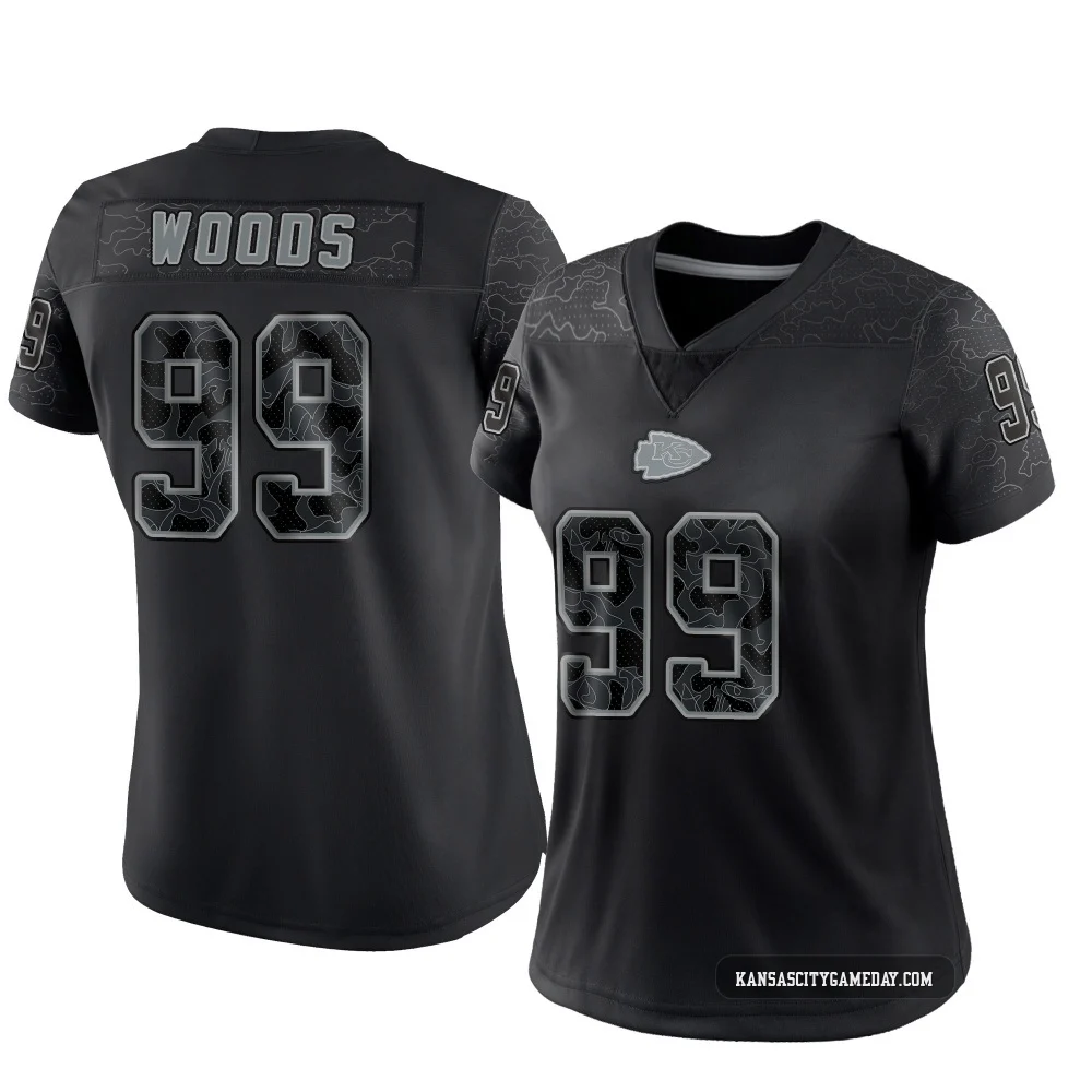 Women's Peter Woods Kansas City Chiefs ＃99 Limited Black Reflective Jersey