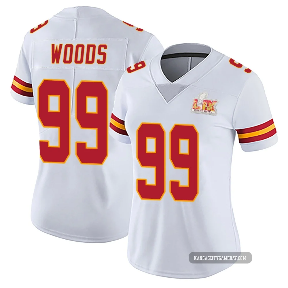 Women's Peter Woods Kansas City Chiefs ＃99 Limited White Vapor Untouchable Super Bowl LIX Jersey