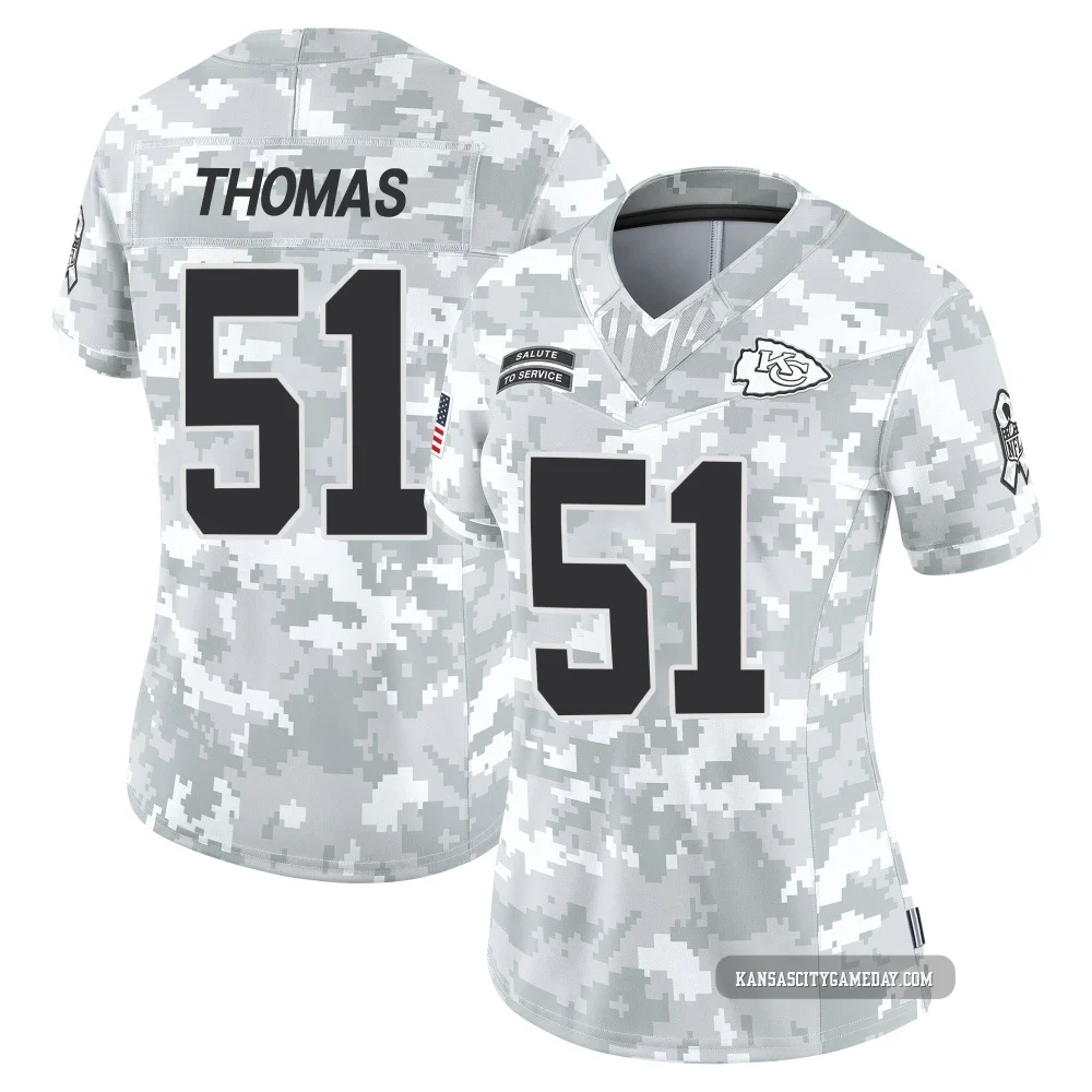 Women's R Mason Thomas Kansas City Chiefs ＃51 Limited Arctic Camo 2024 Salute to Service Jersey