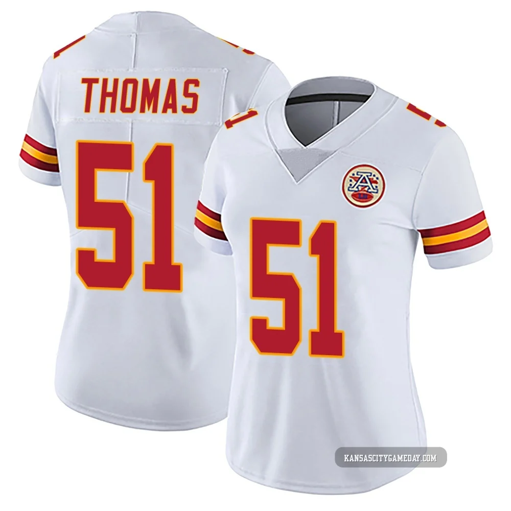 Women's R Mason Thomas Kansas City Chiefs ＃51 Limited White Vapor Untouchable Jersey