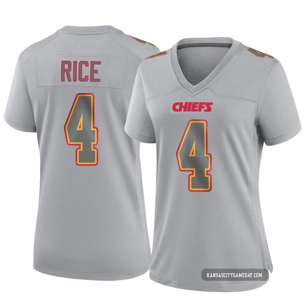 Women's Rashee Rice Kansas City Chiefs ＃4 Game Gray Atmosphere Fashion Jersey