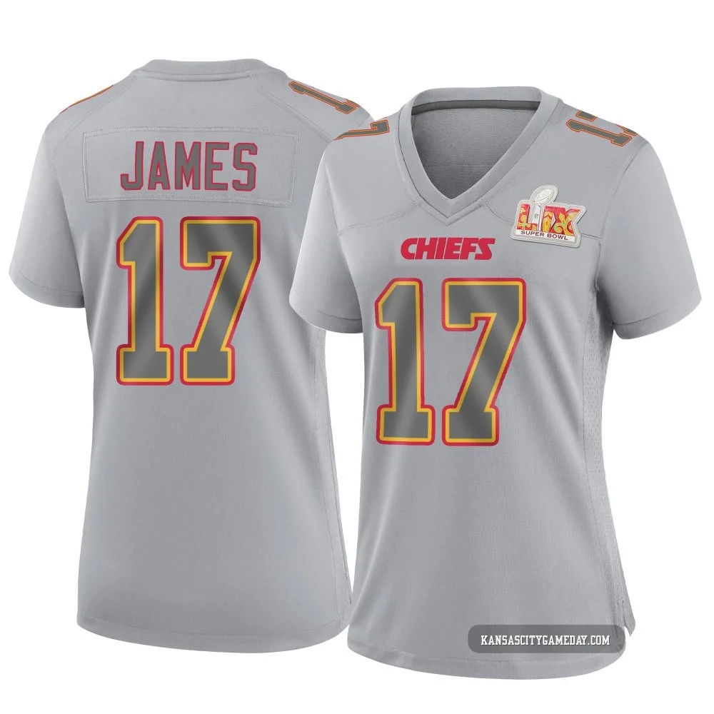 Women's Richie James Kansas City Chiefs ＃17 Game Gray Atmosphere Fashion Super Bowl LIX Jersey