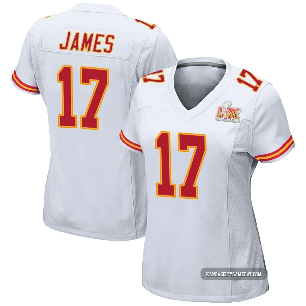Women's Richie James Kansas City Chiefs ＃17 Game White Super Bowl LIX Jersey