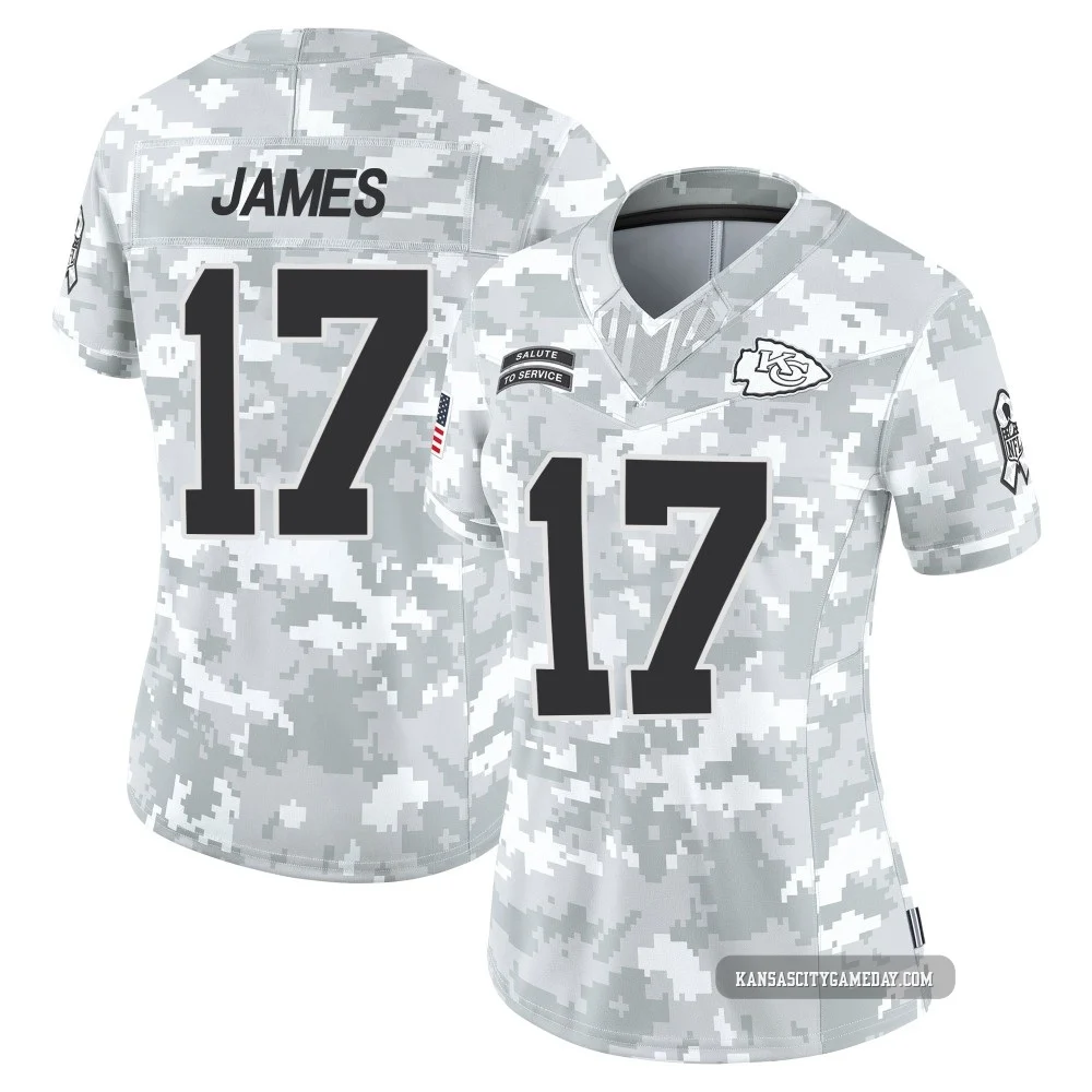 Women's Richie James Kansas City Chiefs ＃17 Limited Arctic Camo 2024 Salute to Service Jersey