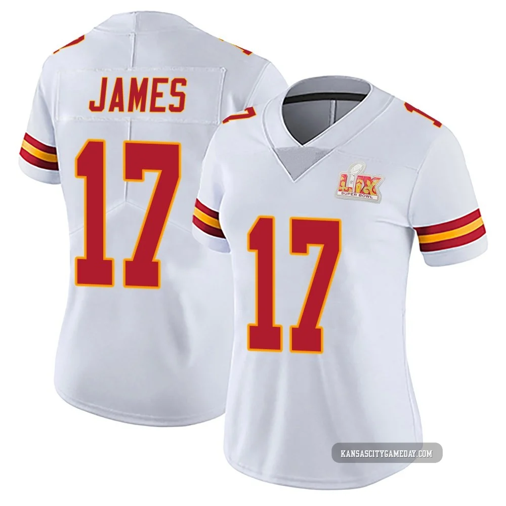 Women's Richie James Kansas City Chiefs ＃17 Limited White Vapor Untouchable Super Bowl LIX Jersey