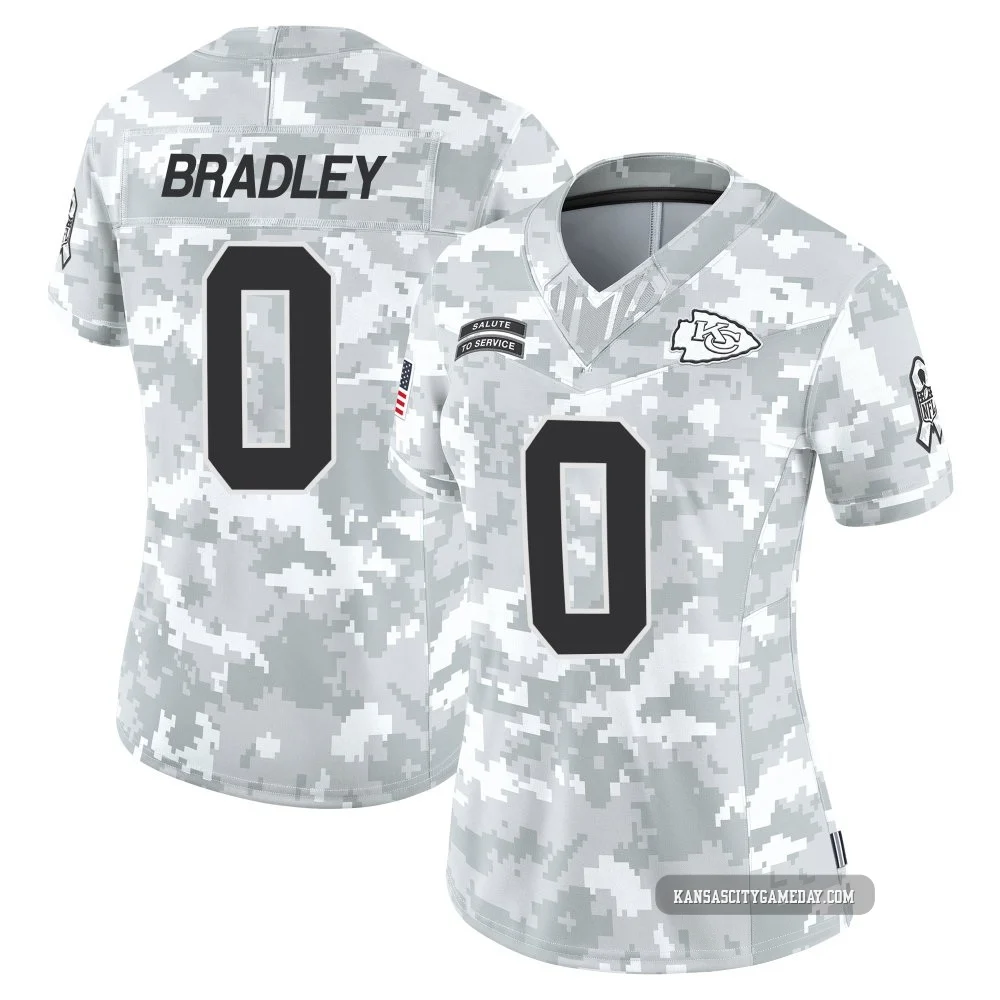 Women's Shaun Bradley Kansas City Chiefs ＃0 Limited Arctic Camo 2024 Salute to Service Jersey
