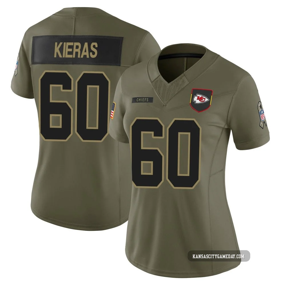 Women's Tautvydas Kieras Kansas City Chiefs ＃60 Limited Olive 2025 Salute to Service Jersey