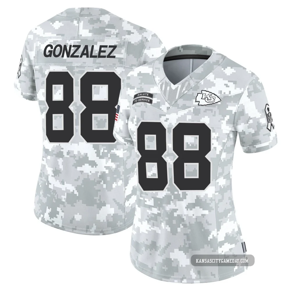 Women's Tony Gonzalez Kansas City Chiefs ＃88 Limited Arctic Camo 2024 Salute to Service Jersey