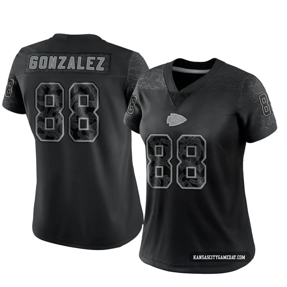 Women's Tony Gonzalez Kansas City Chiefs ＃88 Limited Black Reflective Jersey