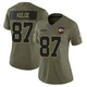 Women's Travis Kelce Kansas City Chiefs ＃87 Limited Olive 2025 Salute to Service Jersey
